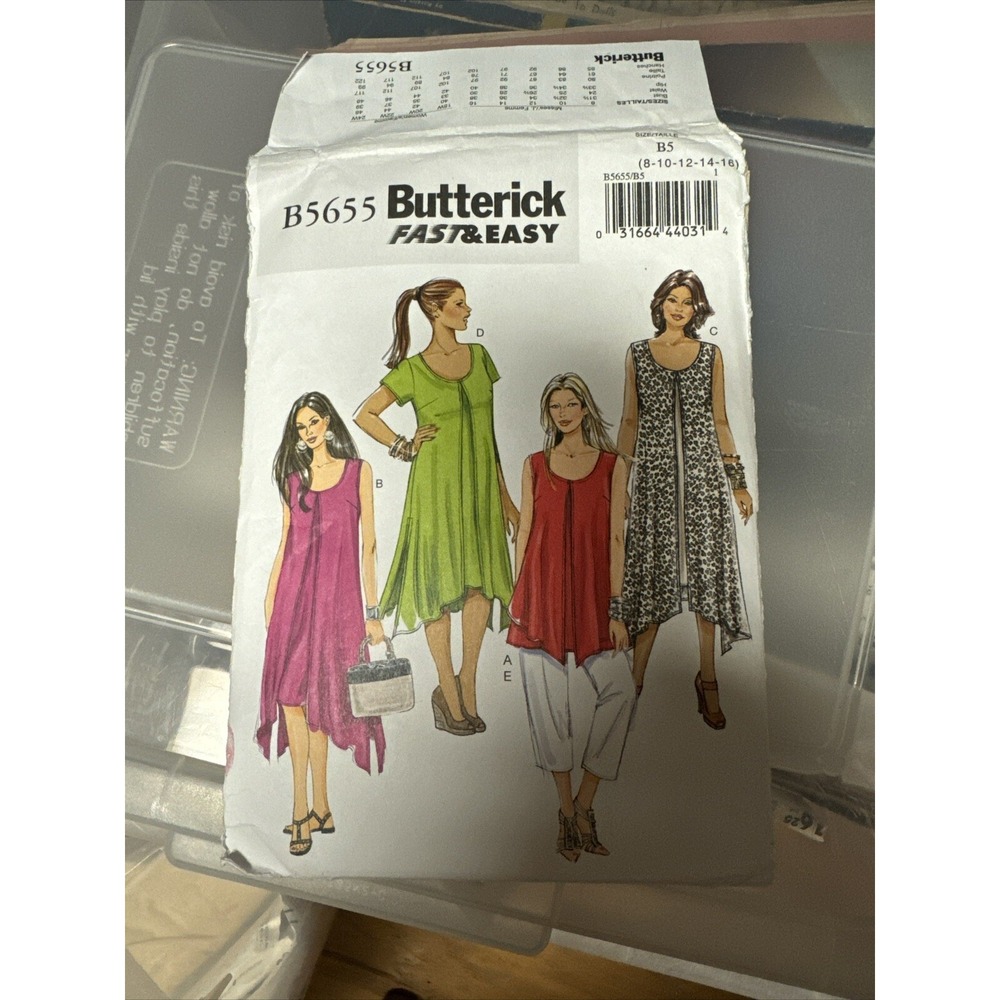 Butterick B5655 Easy Fitted Flared Dress Sewing Pattern Misses’ 8-10-12-14-16 UC